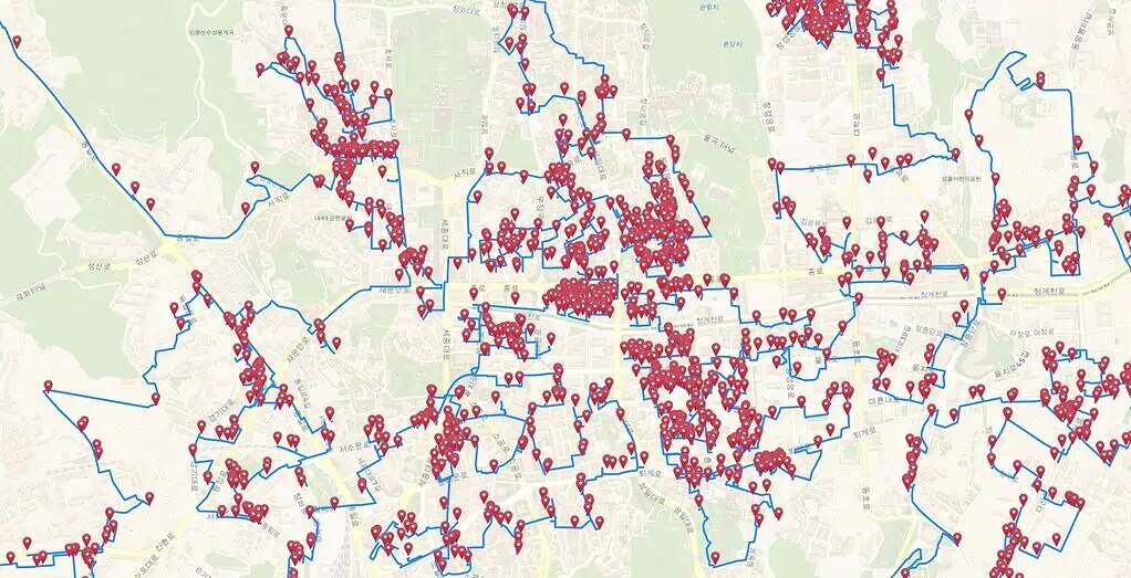 【完整註解】數學家找到了走完韓國所有 81,998間酒吧的最佳路徑